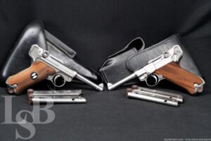 Pair Aimco Stoeger American Eagle Luger 9mm Stainless Semi-Auto Pistols