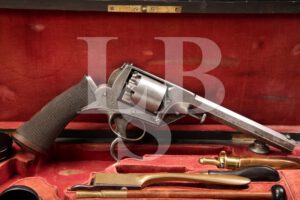 RARE Cased .36 Adams Tranter Percussion Double Action, Double Trigger Revolver, Antique