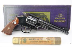 RICK HACKER'S SMITH & WESSON THE .357 REGISTERED MAGNUM REVOLVER, CERTIFICATE, TUBE & BOX