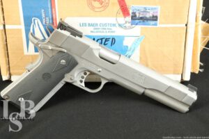 Stainless Les Baer Custom 1911 Long Slide Semi Auto Pistol In .45 ACP
