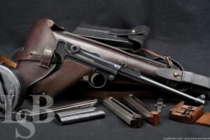 WWI German DWM Long P.08 Artillery Luger 9mm Semi-Automatic Pistol 1917 C&R