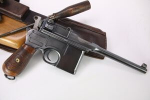 WWI MAUSER C96 BROOMHANDLE RED NINE 9MM PISTOL & SHOULDER STOCK