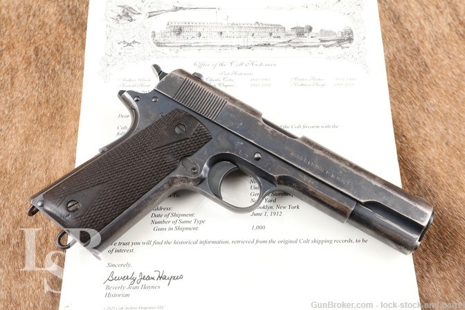 Colt Model of 1911 U.S. Navy Pistol .45 ACP Semi-Auto Pistol, June 1912 C&R