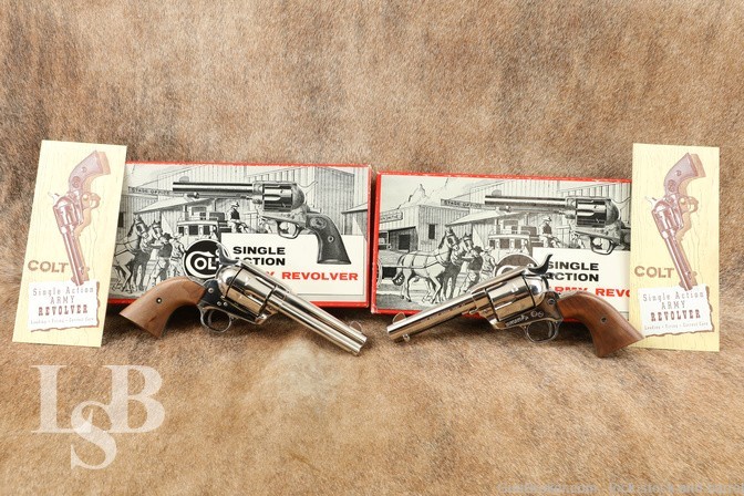 Consecutive Pair 2nd Gen Colt Single Action Army SAA .45 LC Nickel 1971 C&R