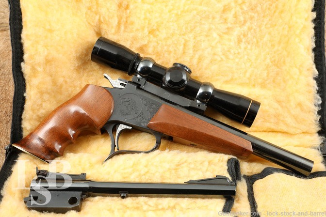 Thompson Center Contender Pistol 8 3/4″ .17 Hornet & 3 Extra Barrels, 1982