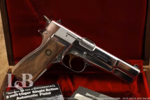 Browning Hi Power Centennial Nickel 9mm 4 3/4" Semi-Auto Pistol & Case