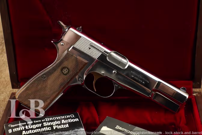 Browning Hi Power Centennial Nickel 9mm 4 3/4″ Semi-Auto Pistol & Case