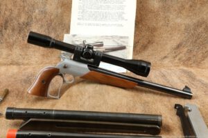 M.O.A. Corporation 6mm Single Shot Falling Block Pistol & 4 Barrels, Extras