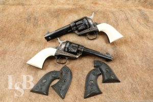 Matched Set Colt SAA SASS Edition 45 Colt 4.75” Custom Shop Engraved 2001