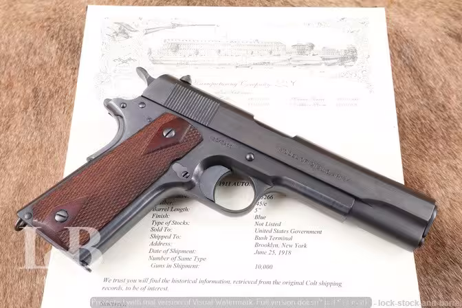 Restored US Army WW1 Colt Model 1911 .45 ACP Semi-Auto Pistol 1918 C&R