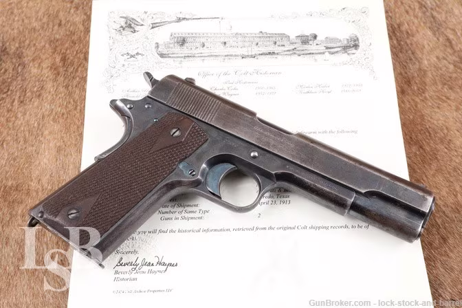 Colt Government Model 1911 .45 ACP 5"Semi-Auto Pistol C&R & Letter