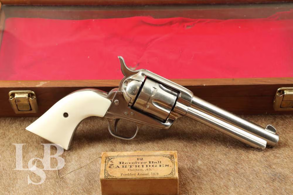 Custom Colt Single Action Army 1st Gen SAA .45 Revolver & Case 1875 Antique
