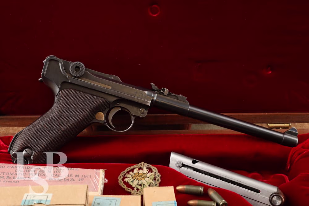 DWM 1917 Artillery Luger LP.08 9mm 7.9” Pistol with Display Case and Ammo