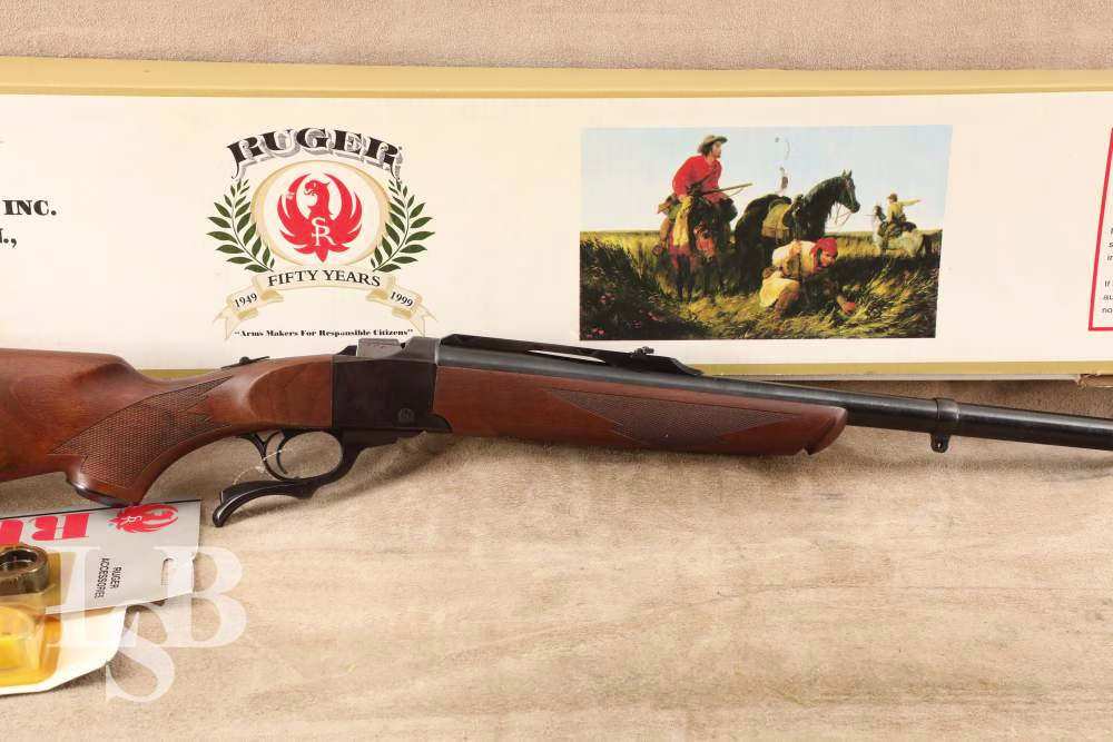 Ruger No. 1 .375 H&H mag 24” Falling Block Single Shot Rifle & Box, 2002