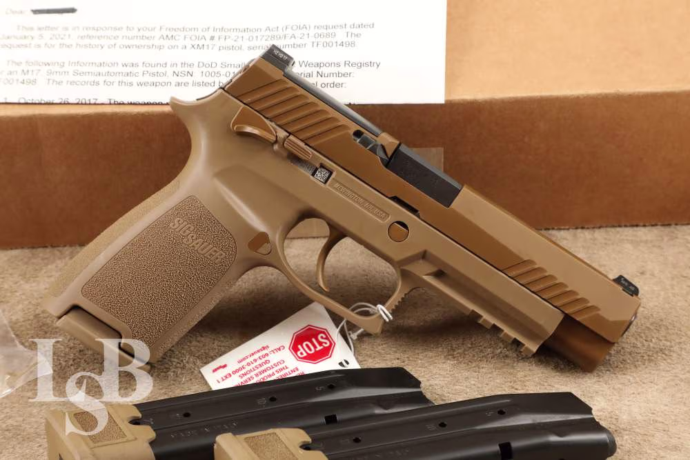 Sig Sauer M17 Pistol 4.7" Army Surplus w/ FOIA Provenance Letter 2017