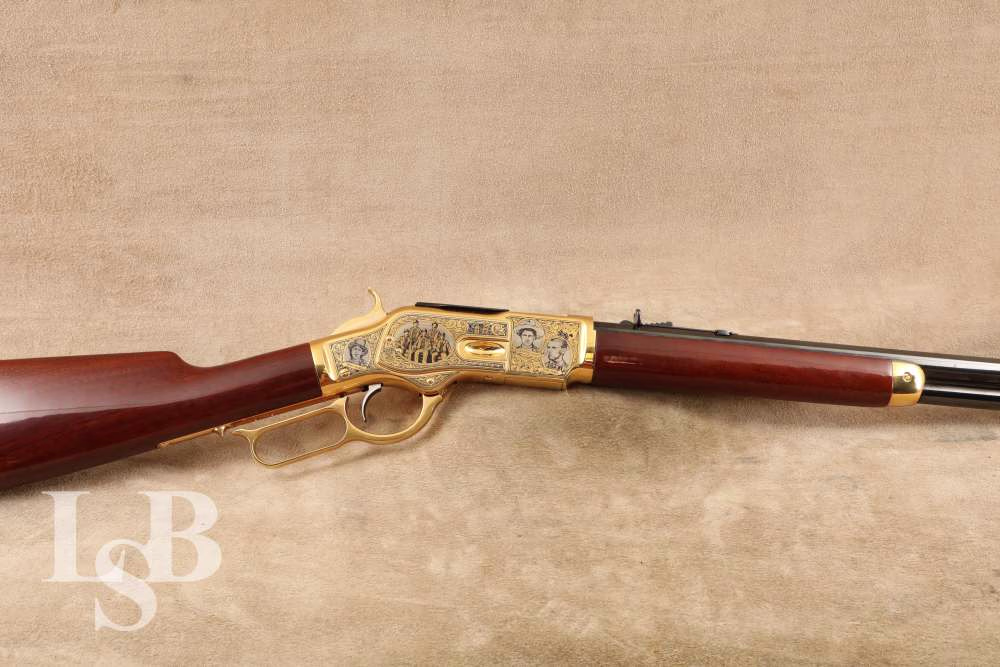 Uberti Taylor 1873 Lever Action Short Rifle Gold Engraved 85/300 .45 Colt