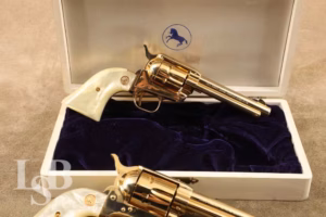 Matched Set Gold Commemorative Colt SAA & Frontier 45 Colt & 22LR Revolvers