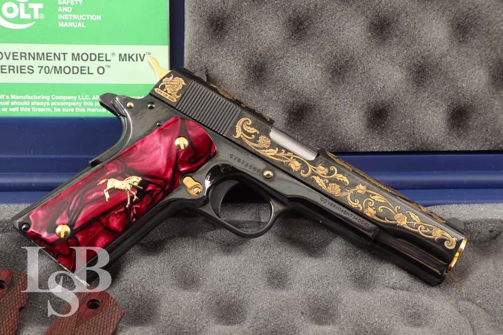 RARE Engraved Colt 1911 Ser.70 Santa Muerte Saint 38 Super Semi Auto Pistol