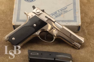 Smith & Wesson (S&W) Model 59 4” 9mm Semi Auto Nickel Pistol MFD 1973-74