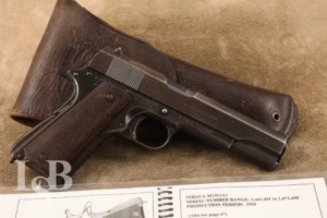 WWII US Ithaca Gun Co. 1911A1 .45 ACP Semi-Automatic Pistol, MFD 1943 C&R