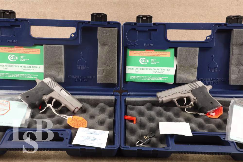 Consecutive Pair Colt Pocket Nine Stainless 3" 9mm Semi Automatic Pistols