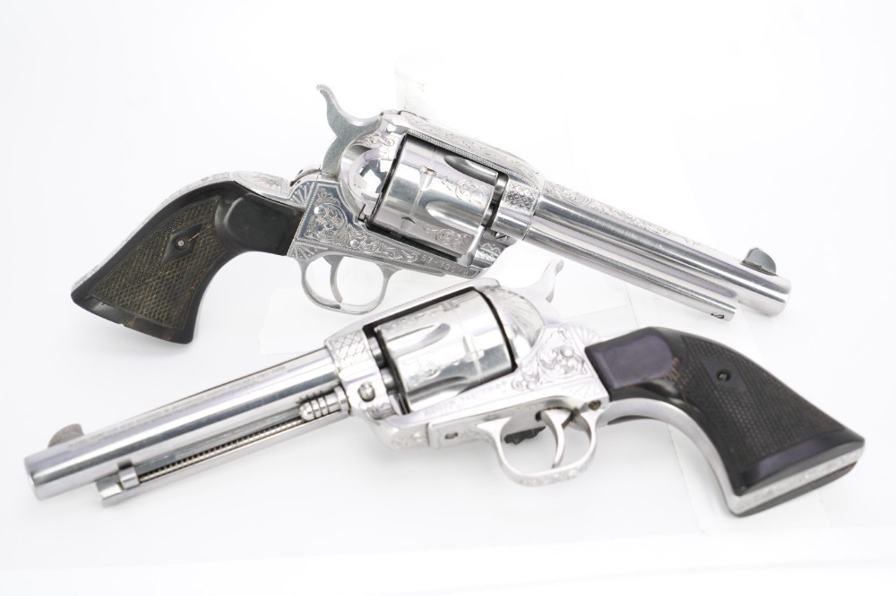 Consecutive Pair Custom Engraved Ruger .357 Magnum Vaquero 00579 Revolvers