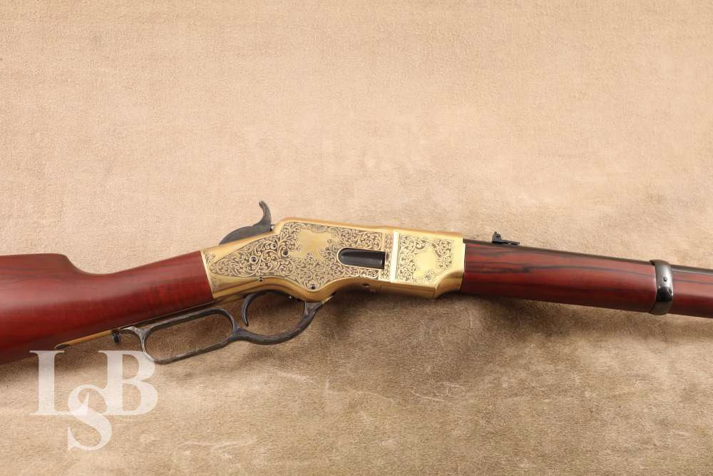 Engraved A. Uberti Model 1866 Yellow Boy .45 Colt Lever Action Rifle