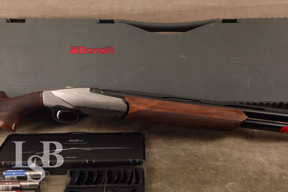 Italian Benelli 828U 828-U Silver 30" 12 Gauge 3" O/U Shotgun Criochokes