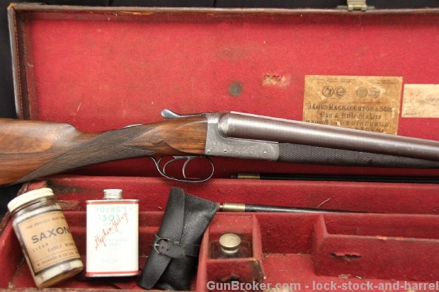 Cased JR Gow & Sons 12 Ga Side by Side Shotgun