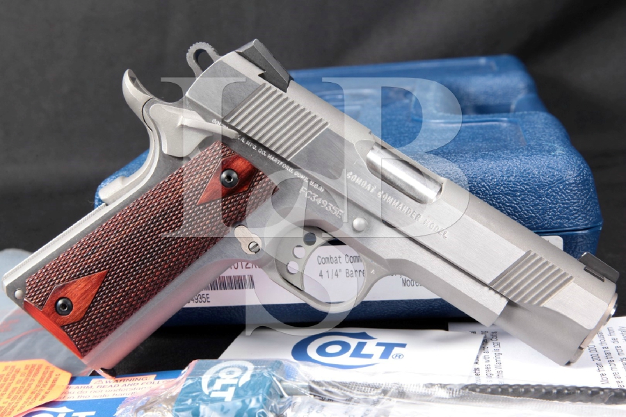 Colt Combat Commander, Brushed Stainless Steel 4 1/4" Single Action Semi-Automatic Pistol, MFD 2014