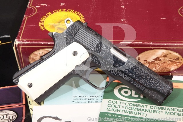 Colt Custom Shop Class D Engraved Pre-Series '80 Combat Commander 4 1/4" Pistol & Box 1980 38 Super