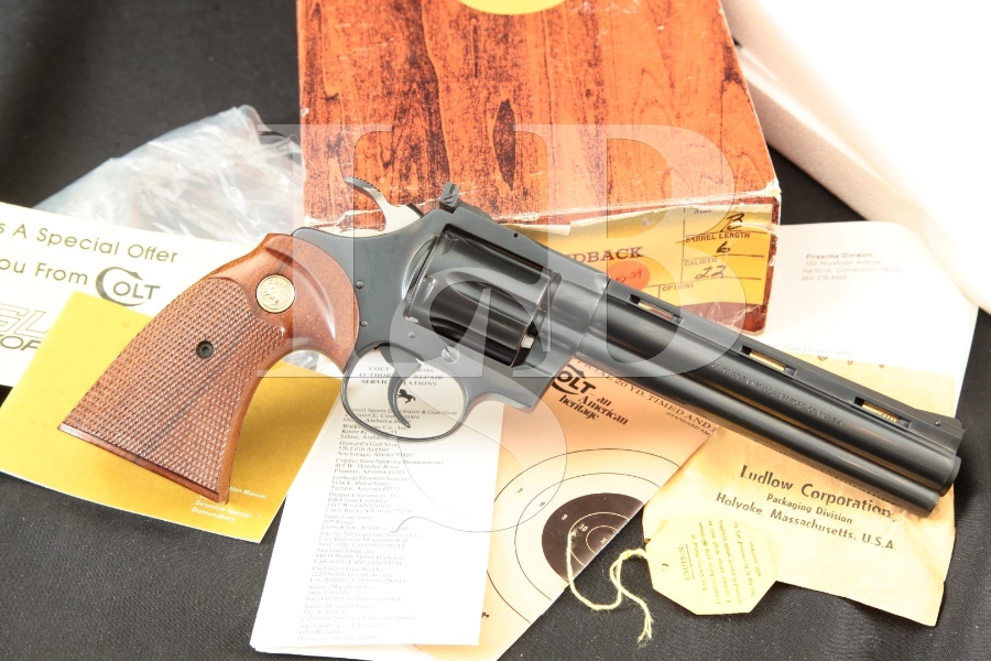 Colt Diamondback Model D5160, Blue 6 INCH .22 LR 6-Shot Double Action Revolver, Box & Paperwork, MFD 1978