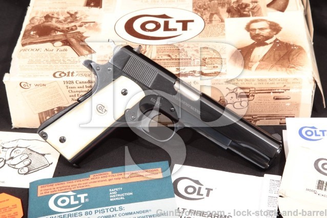 Colt Lew Horton El Coronel Government Model 1911 02570EC Royal Blue 5″ .38 Super Pistol & Box, 1993