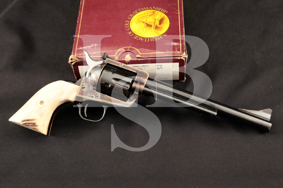 Colt New Frontier NF 3rd Generation S.A.A., Beautiful Blue & Case Colored 7 1/2” Single Action Army Revolver & Box MFD 1981