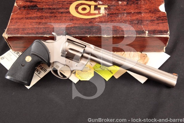 Colt Trooper MK III eNickel Electroless Nickel 8″ .22 LR Double Action Revolver & Box, MFD Ca. 1980