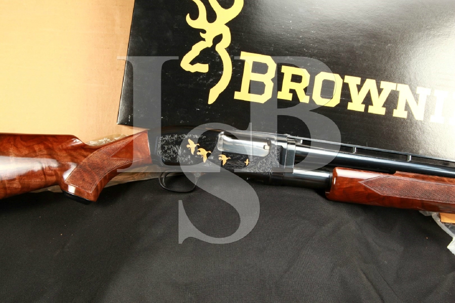 Engraved Browning Model 12 Grade 5 Modified Choke 25 3/4″ Takedown Pump/Slide Action Shotgun & Box, MFD 1990