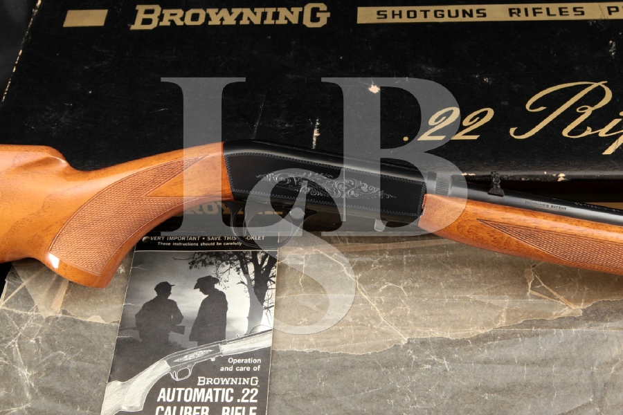 Fabrique Nationale FN Browning Model SA-22 SA22 Grade I Engraved, Blue 19 3/8” Semi-Automatic Takedown Rifle & Box, MFD 1967