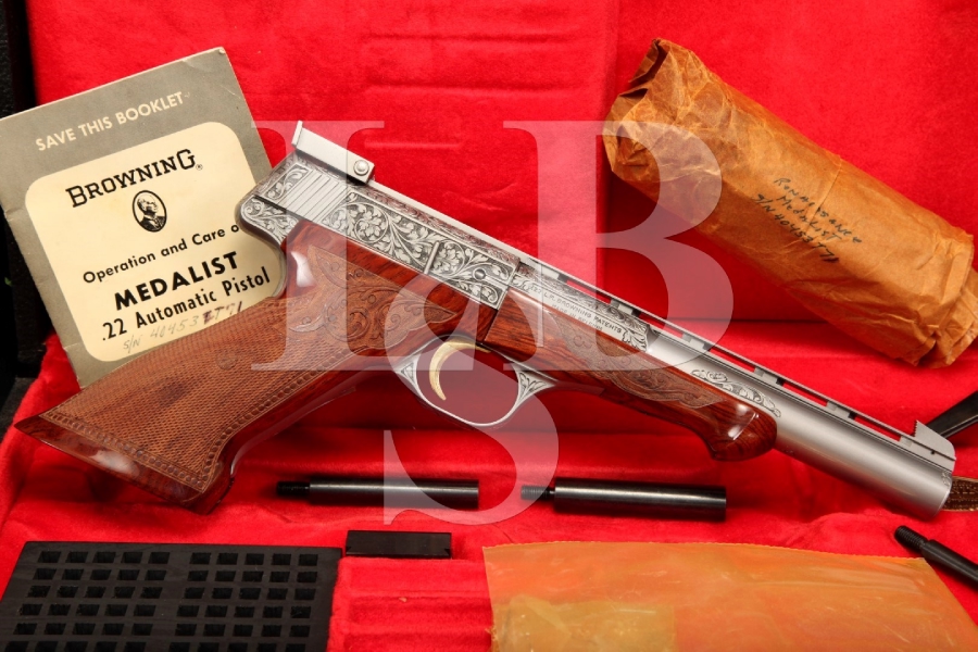 Factory Engraved Browning .22 LR Renaissance Medalist Target Pistol & Case, 1 of 382 Made