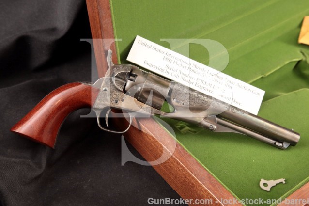 Howard Dove Engraved Colt 1862 Pocket Police .36 U.S.I.M.L.-3 US Muzzle Loading Team Auction Gun