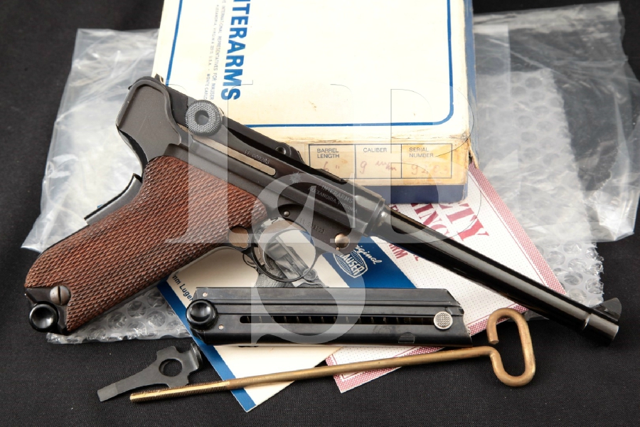 Interarms Mauser Model American Eagle Luger 1929 Swiss Pattern, Blue 6” SA Semi-Automatic Pistol & Box, MFD 1970's ATF C&R