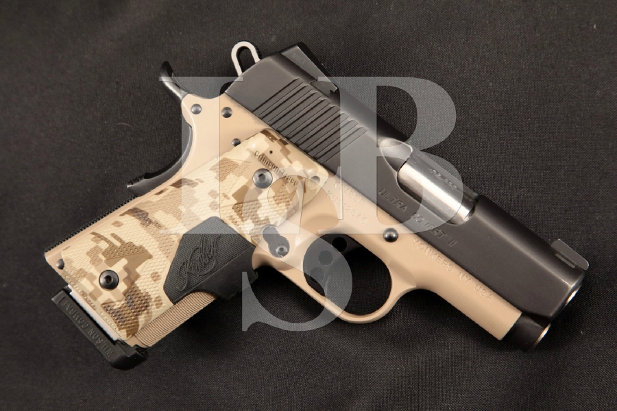 Kimber Custom Shop Ultra Covert II Compact 1911, Black & Tan 3 SA Semi-Automatic Pistol & Digi-Camo Laser Grips