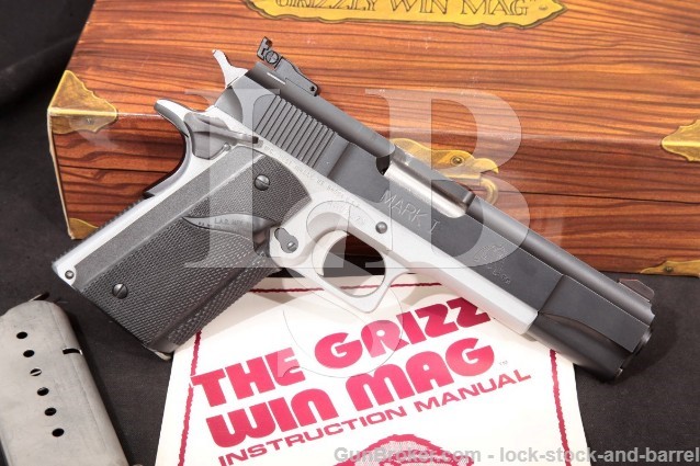 L.A.R. LAR Grizzly Mark I MKI Blue & Chrome 5 1/2" .45 Win Magnum Semi-Automatic Pistol & Box