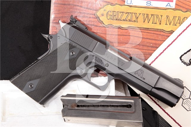 L.A.R. LAR Manufacturing Mark IV Grizzly 44 Magnum Blue 5 1/4" Ported Semi-Automatic Pistol Box & Mag