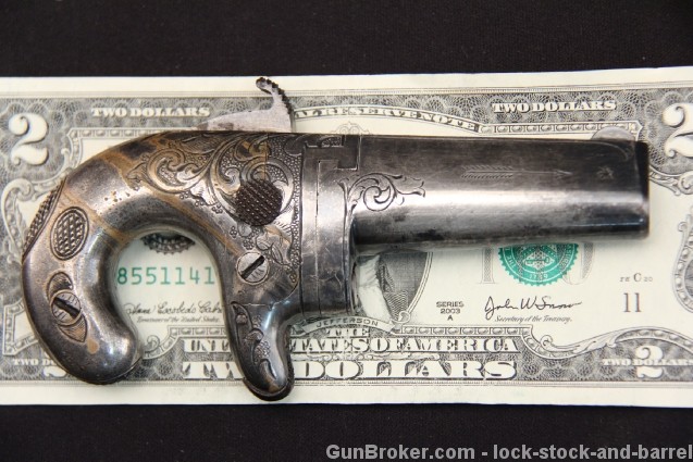 Sharp Moore’s Patent No. 1 Derringer .41 Rimfire Antique Moores Deringer, Engraved Pocket Pistol