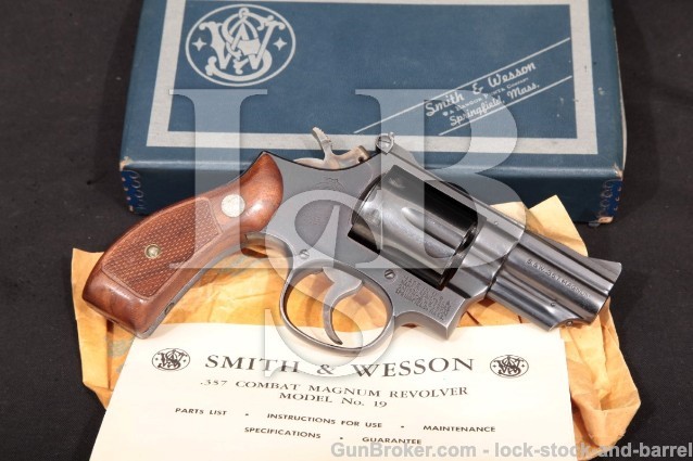 Smith & Wesson S&W 19-3 2 1/2" .357 Combat Magnum Blue Pinned Double Action Revolver & Box 1968 C&R