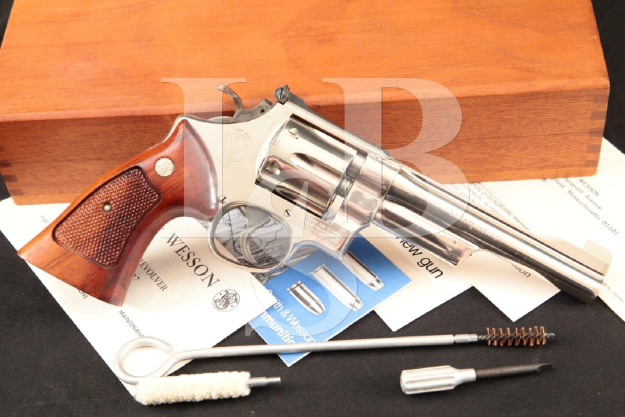 Smith & Wesson S&W Model 27-2, The .357 Magnum Square Butt N-Frame, Nickel Pinned 6" 6-Shot Double Action Revolver & Case, MFD 1979