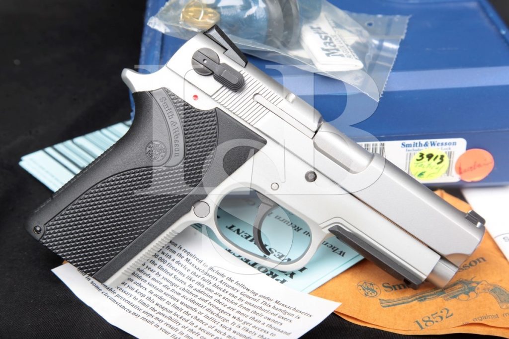 Smith & Wesson S&W Model 3913tsw 9 Tactical, Stainless & Alloy 3 1/2" SA/DA Semi-Automatic Pistol, Box & Paperwork, MFD Modern 9mm Luger