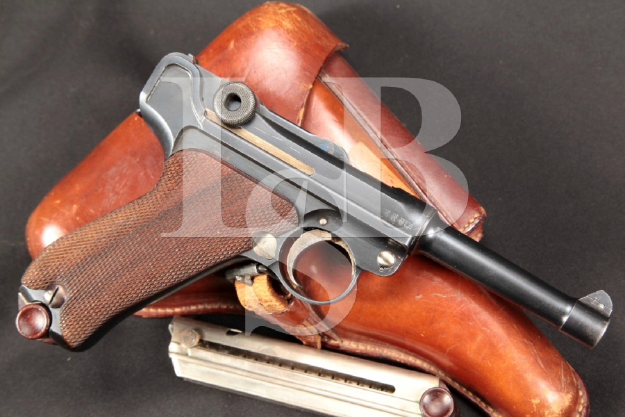 WWI Erfurt Model 1908 Military P.08 Luger, Matching Numbers, Blue 4” Semi-Automatic Pistol & Holster, MFD 1912 C&R