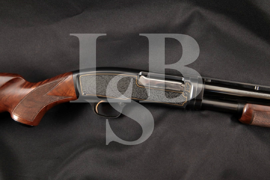 Winchester Model 42 (Miroku) High Grade Limited Edition, Engraved Blue & Gold 26" Slide/Pump Action Takedown Shotgun, MFD 1993